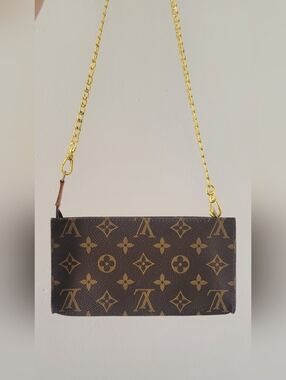 Authentic Louis Vuitton Brown Monogram Pouch,Serial number:SP0997